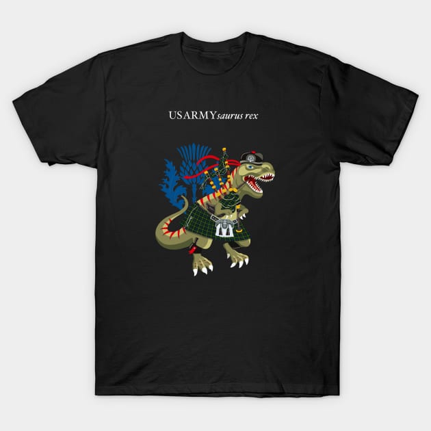 Clanosaurus Rex USARMYsaurus rex Plaid US Army USA American Family Tartan T-Shirt by BullShirtCo